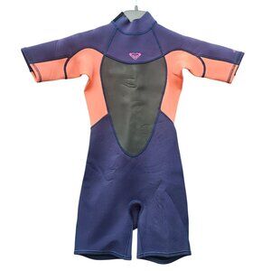Roxy 2/2 14G Prologue Back Zip Short Sleeve Springsuit Blue Coral Girls NEW